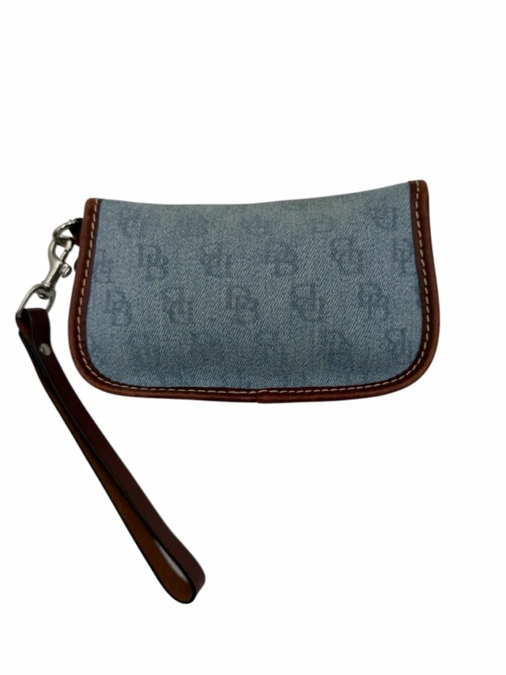 Dooney & Bourke Denim Monogram Cargo Satchel Set Brown Leather DB Logo Y2K